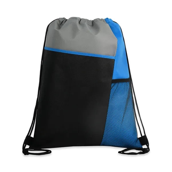 Tri-Color Mesh-Pocket Cinch Backpack