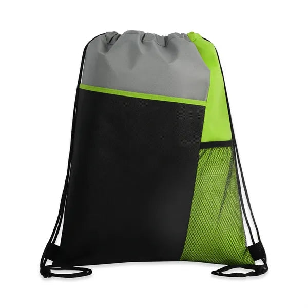 Tri-Color Mesh-Pocket Cinch Backpack