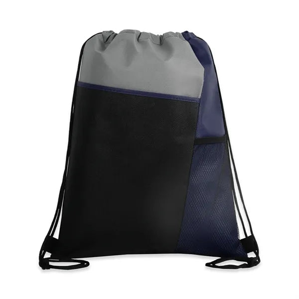 Tri-Color Mesh-Pocket Cinch Backpack