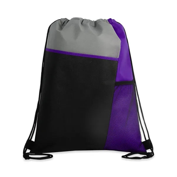 Tri-Color Mesh-Pocket Cinch Backpack