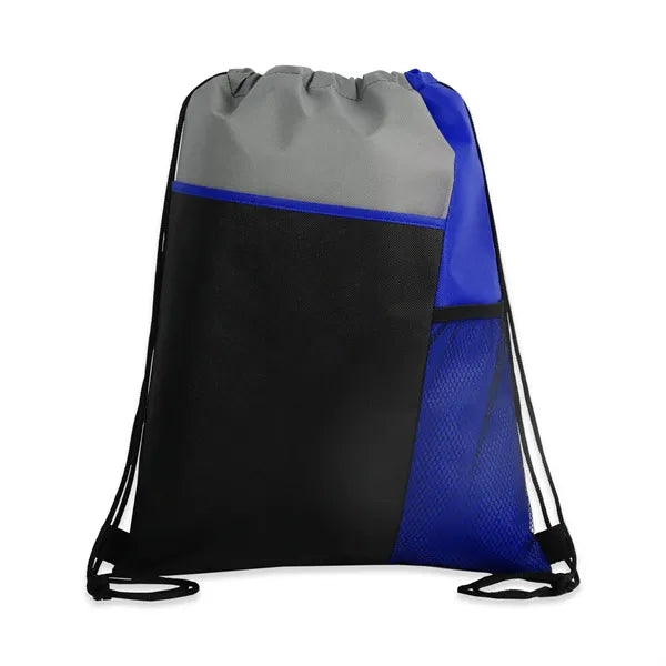 Tri-Color Mesh-Pocket Cinch Backpack
