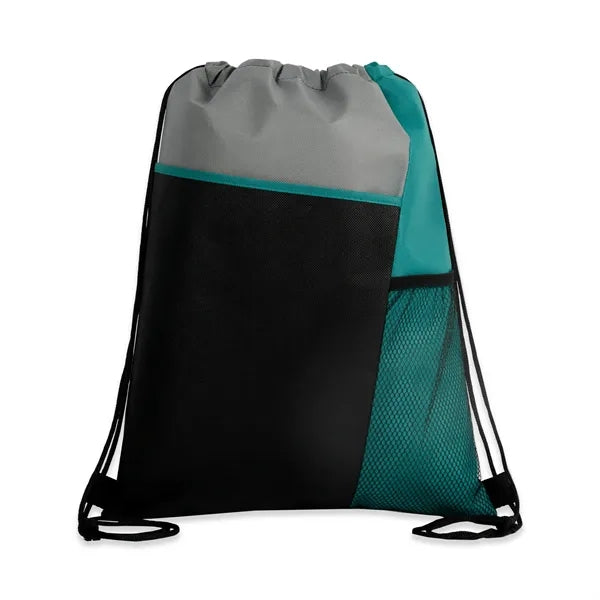 Tri-Color Mesh-Pocket Cinch Backpack