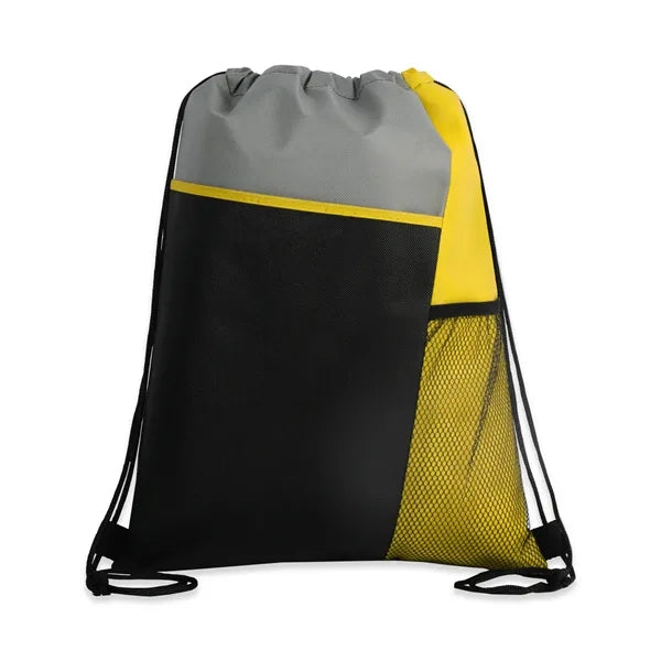Tri-Color Mesh-Pocket Cinch Backpack