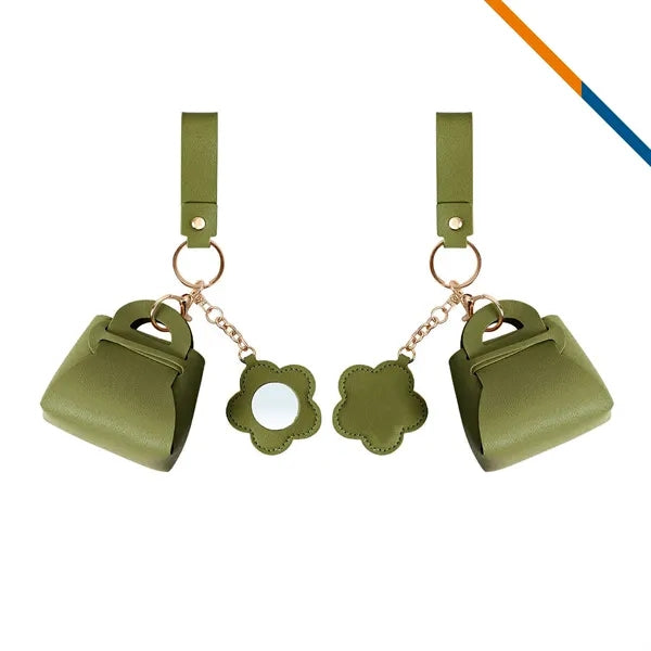 Ticase Mini PU Leather Mirror Coin Keychain Purse
