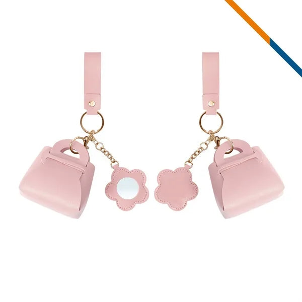 Ticase Mini PU Leather Mirror Coin Keychain Purse