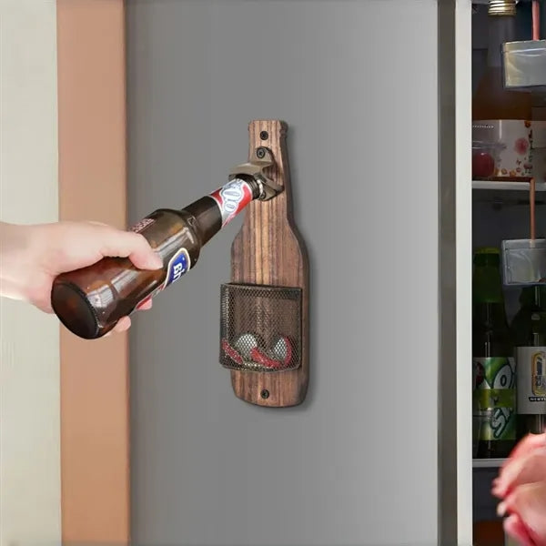 Retro Wooden Wall Mounted Bottle Opener Collector