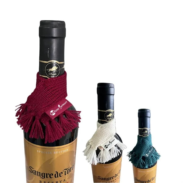 Knitted wine bottle scarf