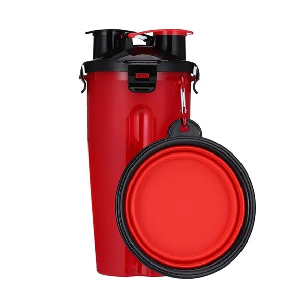 2-in-1 Pet Water Bottle With Food Container And Bowl