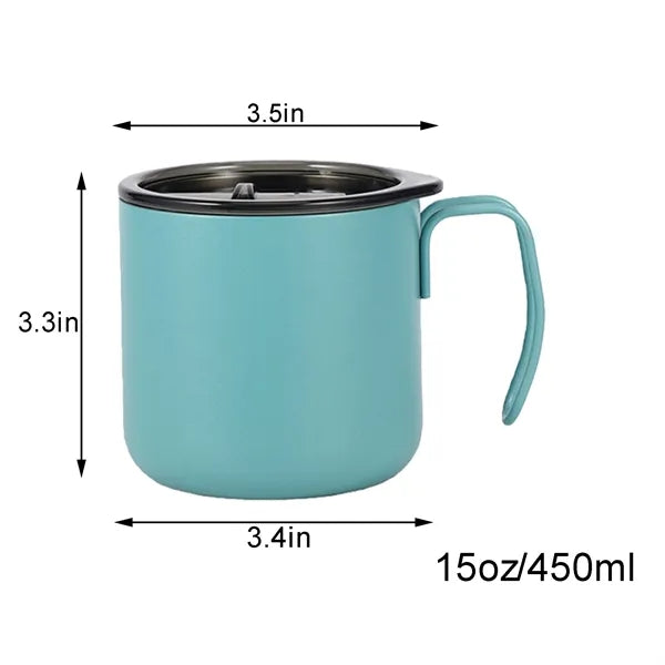 15oz Stainless Steel Coffee Mug With Handle & Lid
