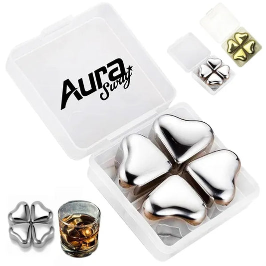 Heart Shaped Stainless Steel Ice Cubes with Case