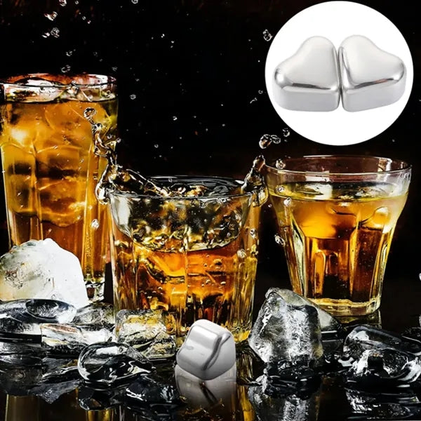 Heart Shaped Stainless Steel Ice Cubes with Case