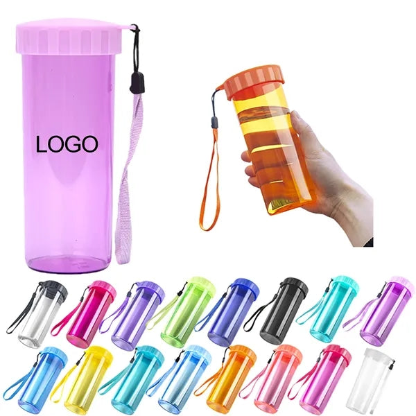 14oz Clear Plastic Water Bottle With Strap