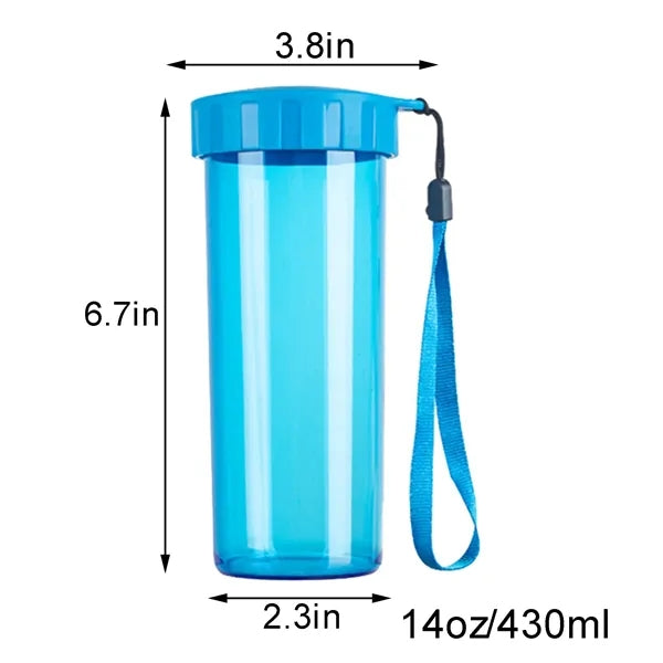 14oz Clear Plastic Water Bottle With Strap