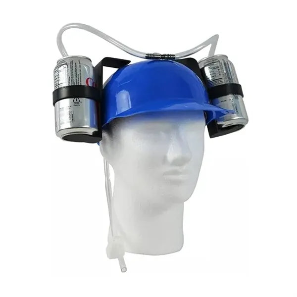 Hands-Free Drink Helmet with Dual Can Holders
