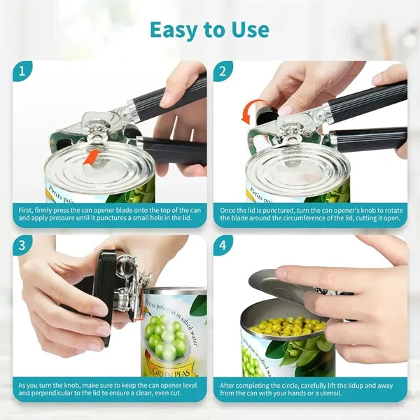 Manual Can and Bottle Opener With Soft Touch Handle