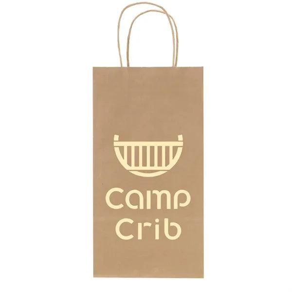 Recycled Natural Kraft Shopping Bag Two Wine Bottle Size