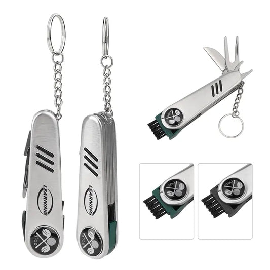 7 In 1 Multifunction Stainless Steel Golf Tool W/ Key Chain
