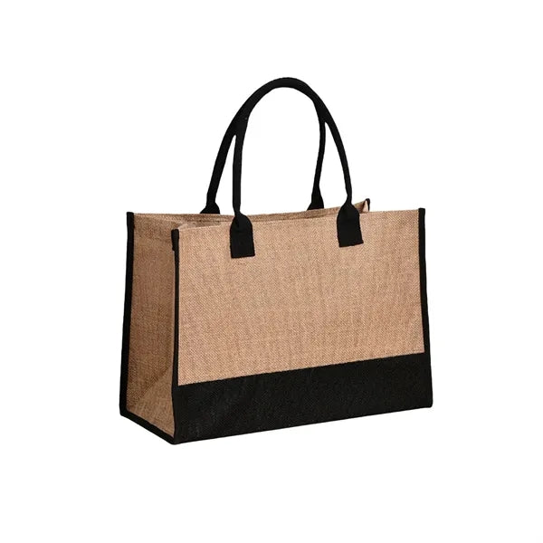 Jute tote bag with straps and pockets