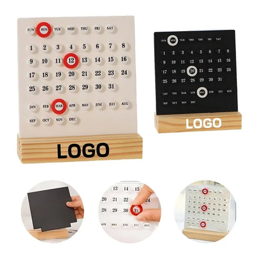 Perpetual Desk Wood Stand Acrylic Calendar