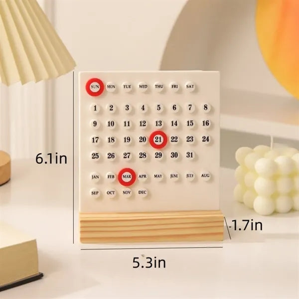 Perpetual Desk Wood Stand Acrylic Calendar