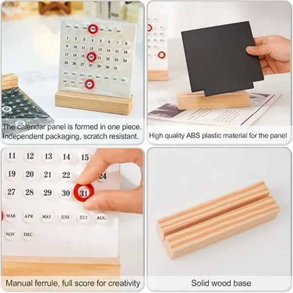 Perpetual Desk Wood Stand Acrylic Calendar