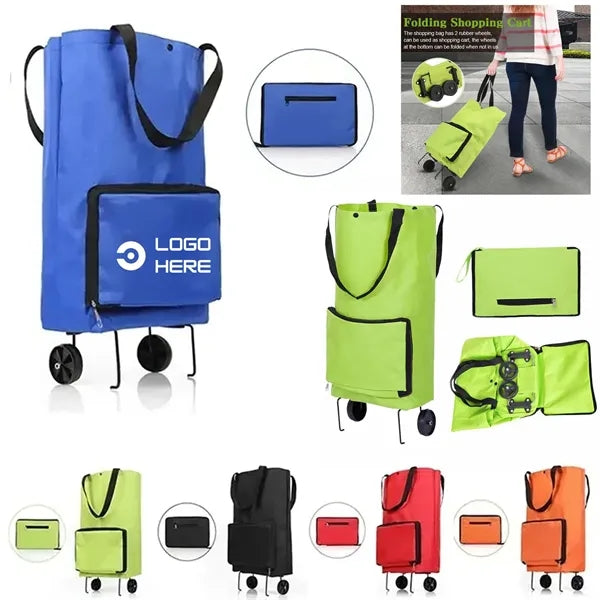 Foldable Shopping Cart With Front Zip Pocket