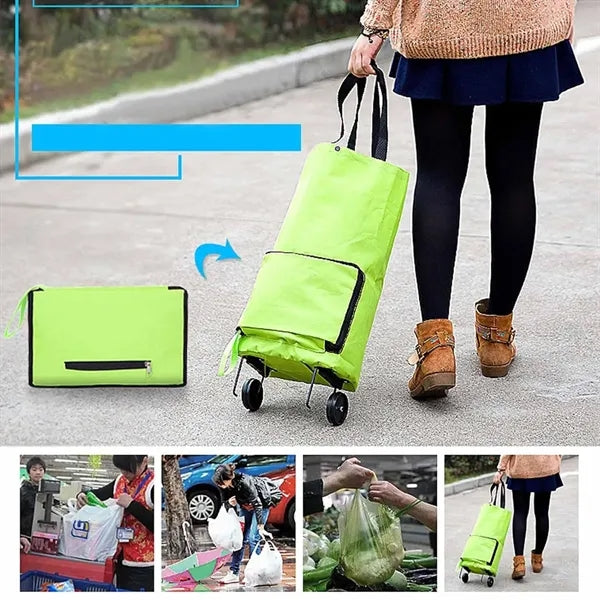 Foldable Shopping Cart With Front Zip Pocket