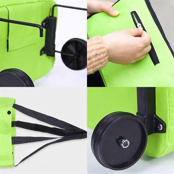 Foldable Shopping Cart With Front Zip Pocket