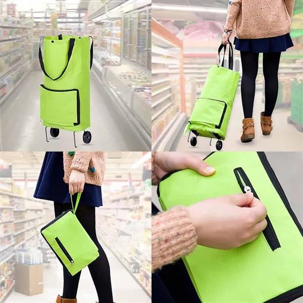 Foldable Shopping Cart With Front Zip Pocket