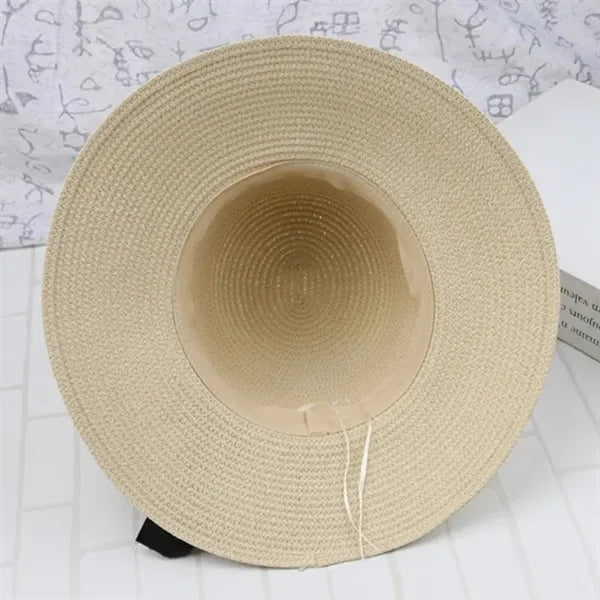 Spring and summer paper straw cotton bow dome hat