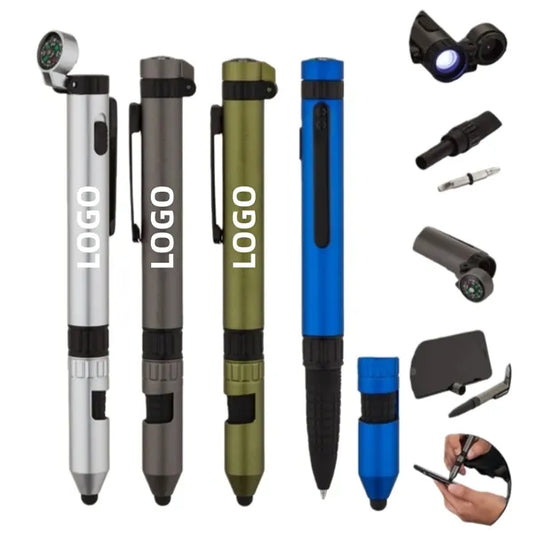 Outdoor Multi Compass Stylus Flashlight Pen Tool