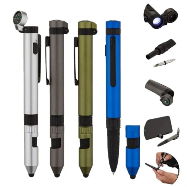 Outdoor Multi Compass Stylus Flashlight Pen Tool