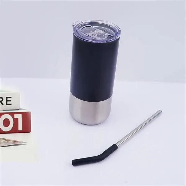 16 oz Stainless Steel Tumbler with Straw