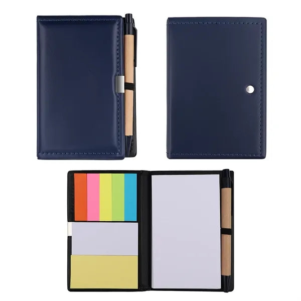 PU Cover Pocket Notebook W/ Sticky Notes, Flags&Pen