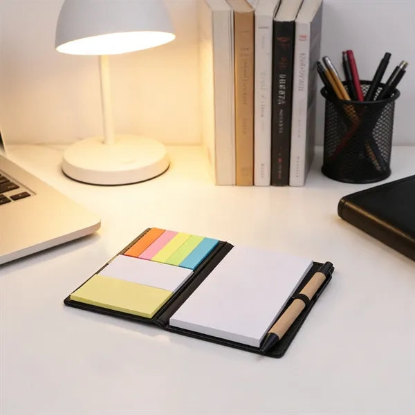 PU Cover Pocket Notebook W/ Sticky Notes, Flags&Pen