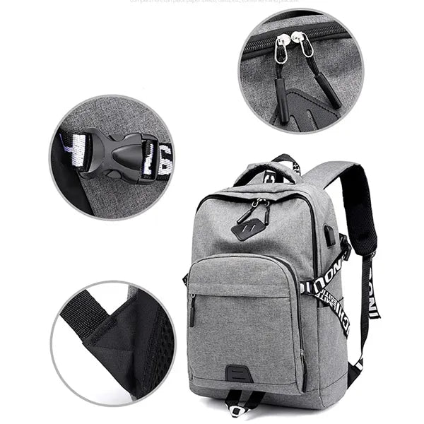 Men and Women Usb Charging Interface Backpack