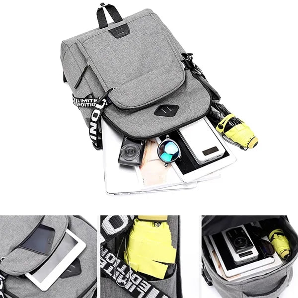 Men and Women Usb Charging Interface Backpack