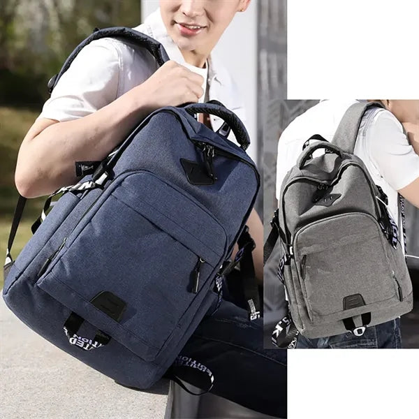Men and Women Usb Charging Interface Backpack