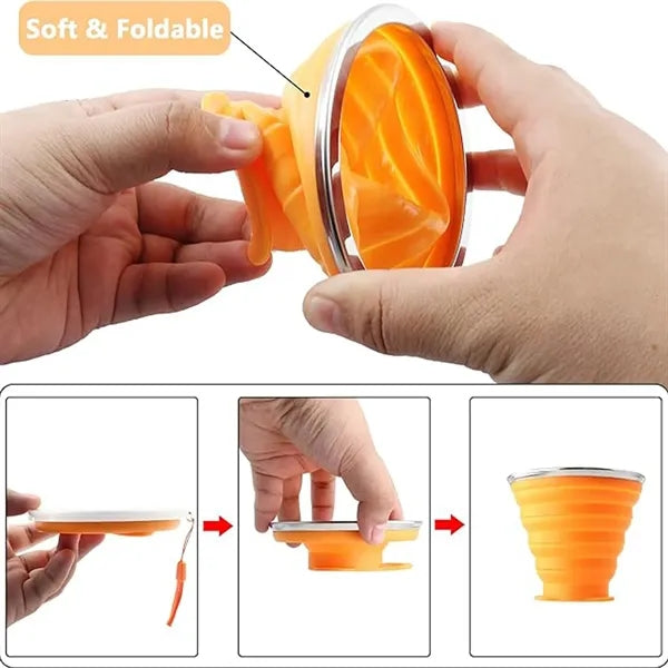 Outdoor camping silicone collapsible travel mug