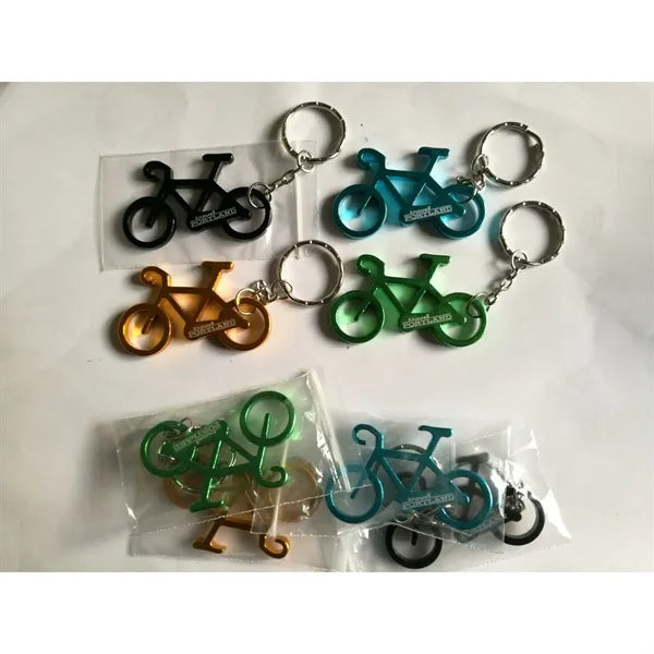 Bicycle Shaped Aluminum Bottle Opener Key Tag