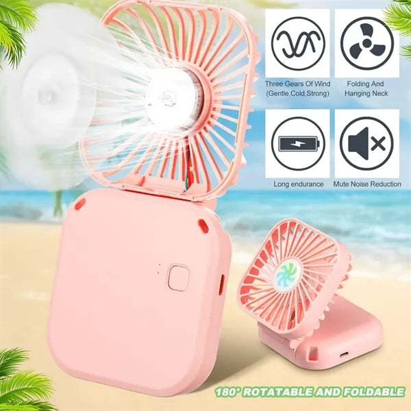 Mini neck-hanging folding fan