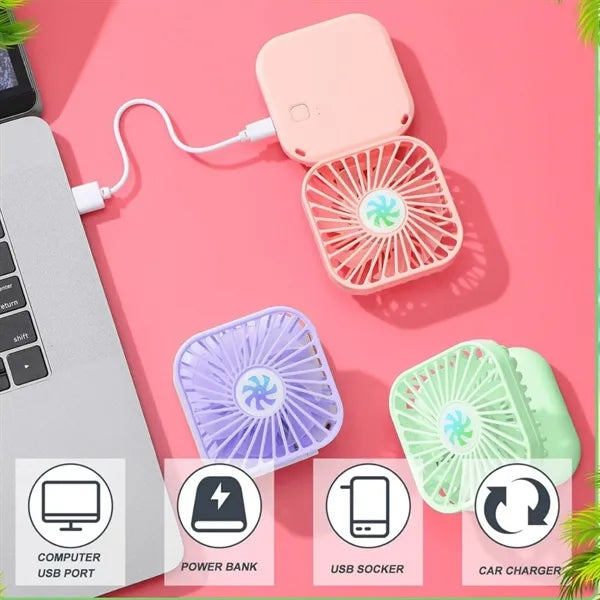 Mini neck-hanging folding fan