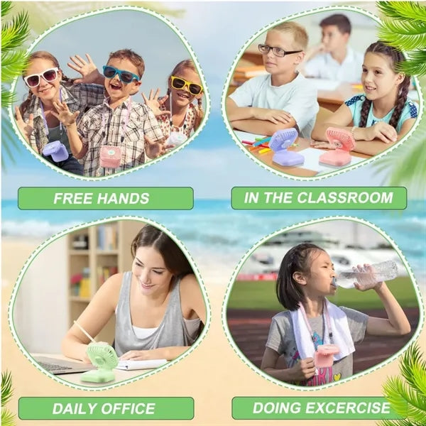 Mini neck-hanging folding fan