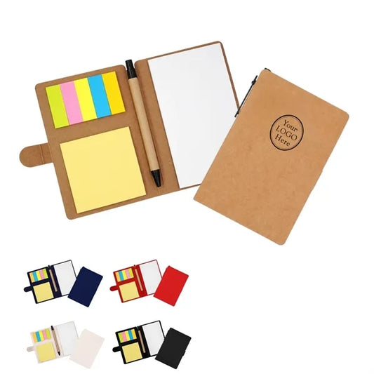 Recycled Sticky Notes Notebook with Ballpoint Pen