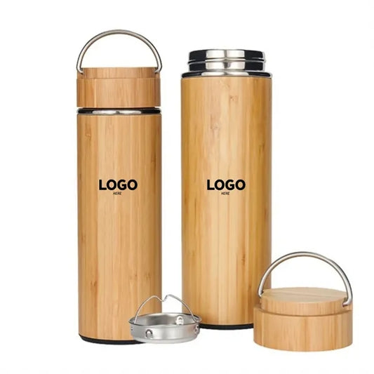 16 Oz Vacuum Bamboo Bottle