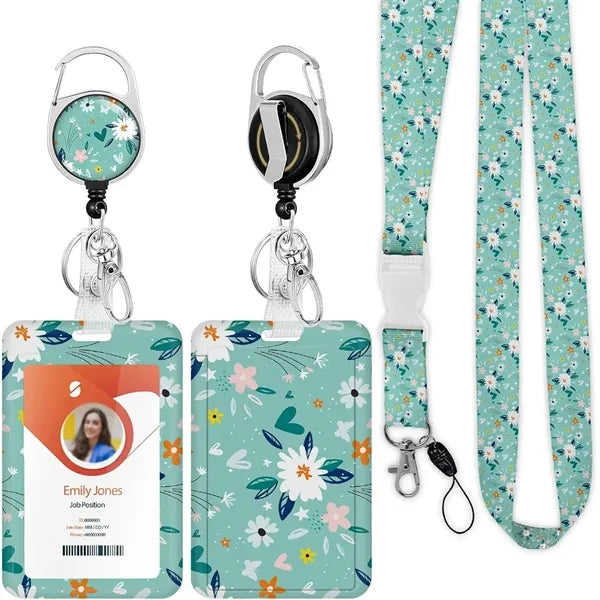 Id Badge Holder With Lanyard And Carabiner Clip