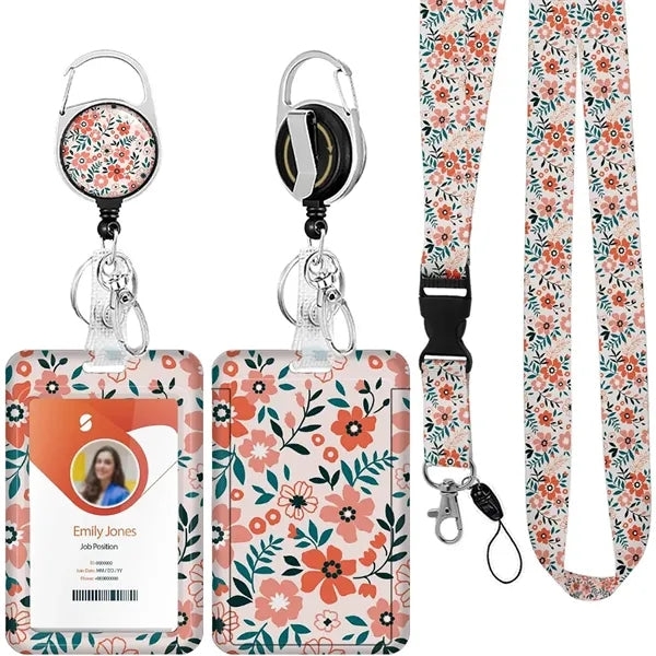 Id Badge Holder With Lanyard And Carabiner Clip