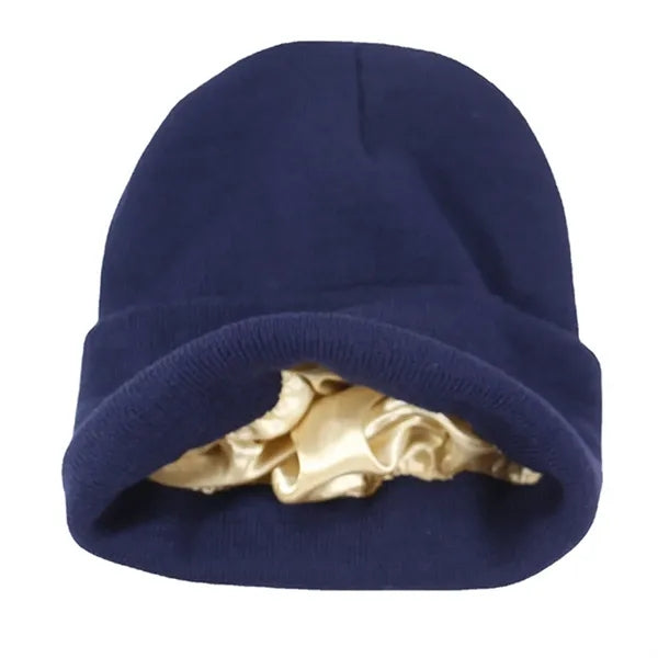 Unisex Silk Lined Knit Cuffed Warm Beanie Hat