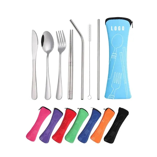 Stainless Steel Cutlery with Neoprene Bag