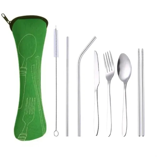 Stainless Steel Cutlery with Neoprene Bag